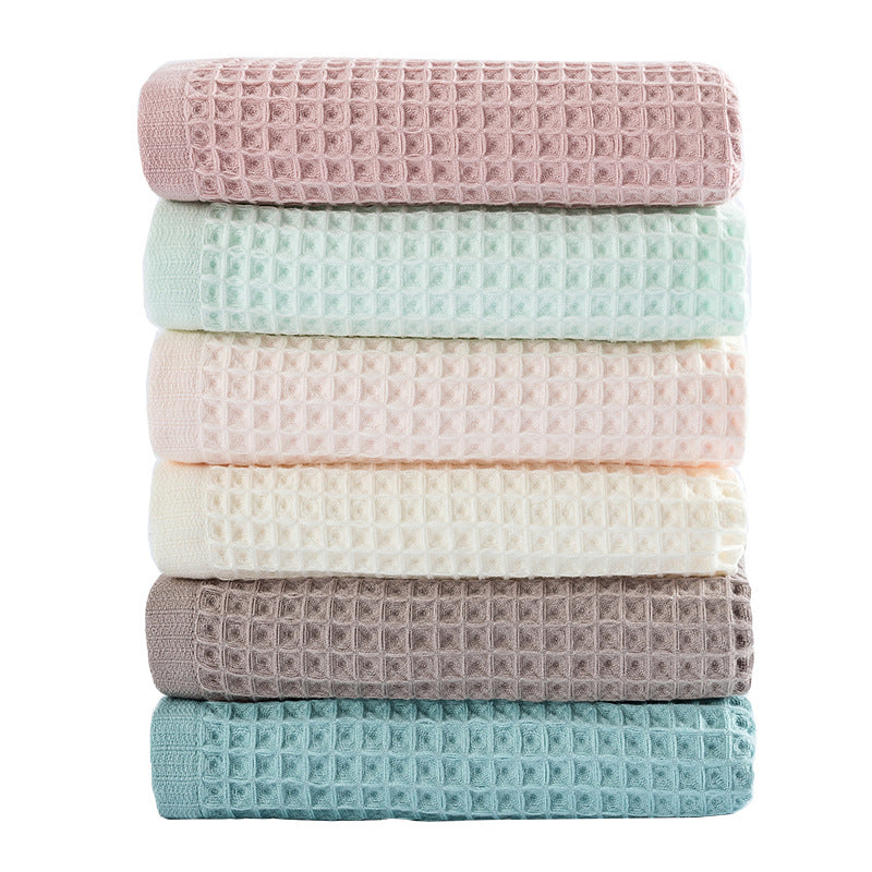 Green Pure Cotton Waffle Weave Bath Towel - Soft, Absorbent & Extra Large 70x140 cm for Home Use