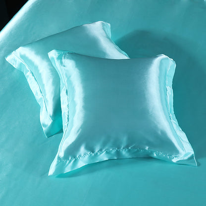 Blue 2 PCS Faux Silk Pillow Covers - Cooling Ice Silk Satin Cushion Covers - 45x45cm