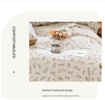 Pinstripe Thick Brushed Cotton 4-Piece Bed Sheet Set (1.5m Bed) - Fits 200x230cm Duvet