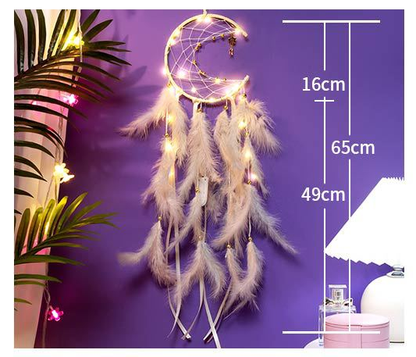 Light Yellow 2 PCS Mystic Moon Dreamcatcher Wind Chime Pendant - Elegant Lunar Design with Soothing Tones