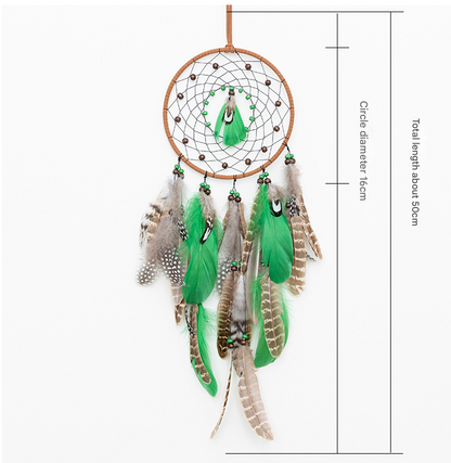 Rounded With Lights Boho Forest Dreamcatcher Wind Chime Pendant - INS Style Moonlit Serenity Decor