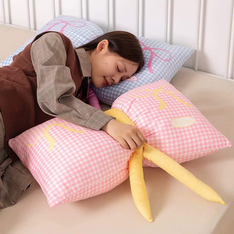 Pink Cute Butterfly Knot Pillow | Soft Bed & Seat Cushion, Decorative Throw Pillow for Home & Car 65x40cm
