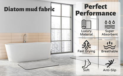 Black and white geometric pattern Quick-Dry Absorbent Non-Slip Bath Rug for Bathroom, Kitchen & Entryway 60x90cm