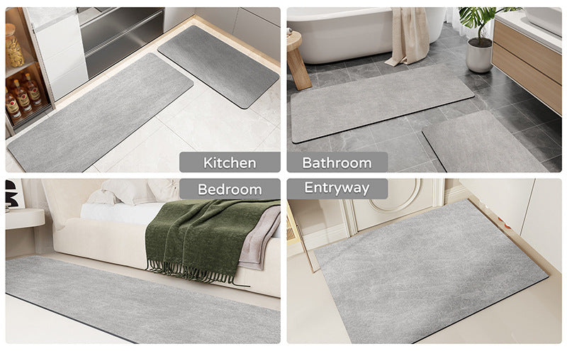Black and white geometric pattern Quick-Dry Absorbent Non-Slip Bath Rug for Bathroom, Kitchen & Entryway 60x90cm