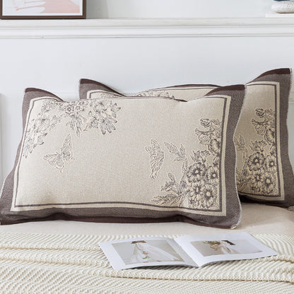 Pair of Butterfly pattern Tied Cotton Gauze Pillow Cover - Secure Fit, Premium Comfort (Insert Not Included)