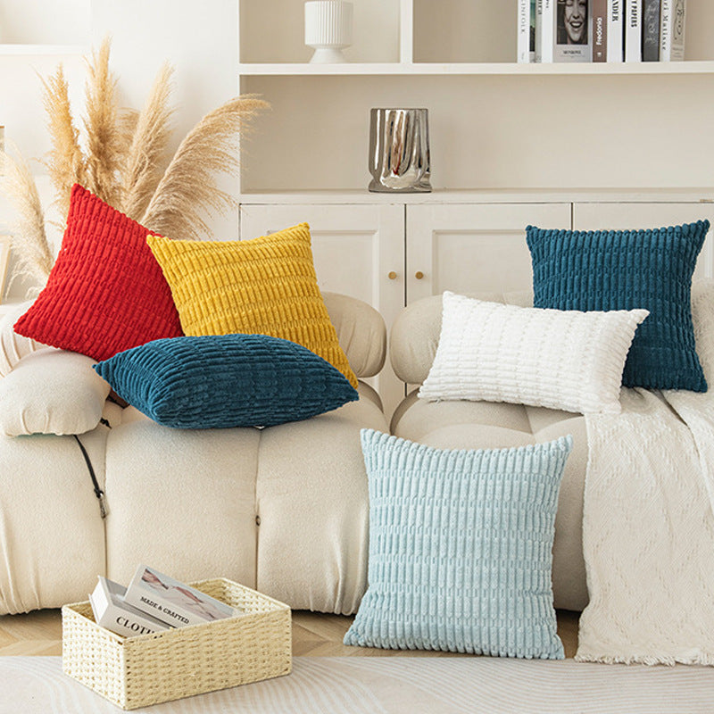 Blue Set of 2 Corduroy Style Throw Pillow Covers - Machine Washable 55*55CM