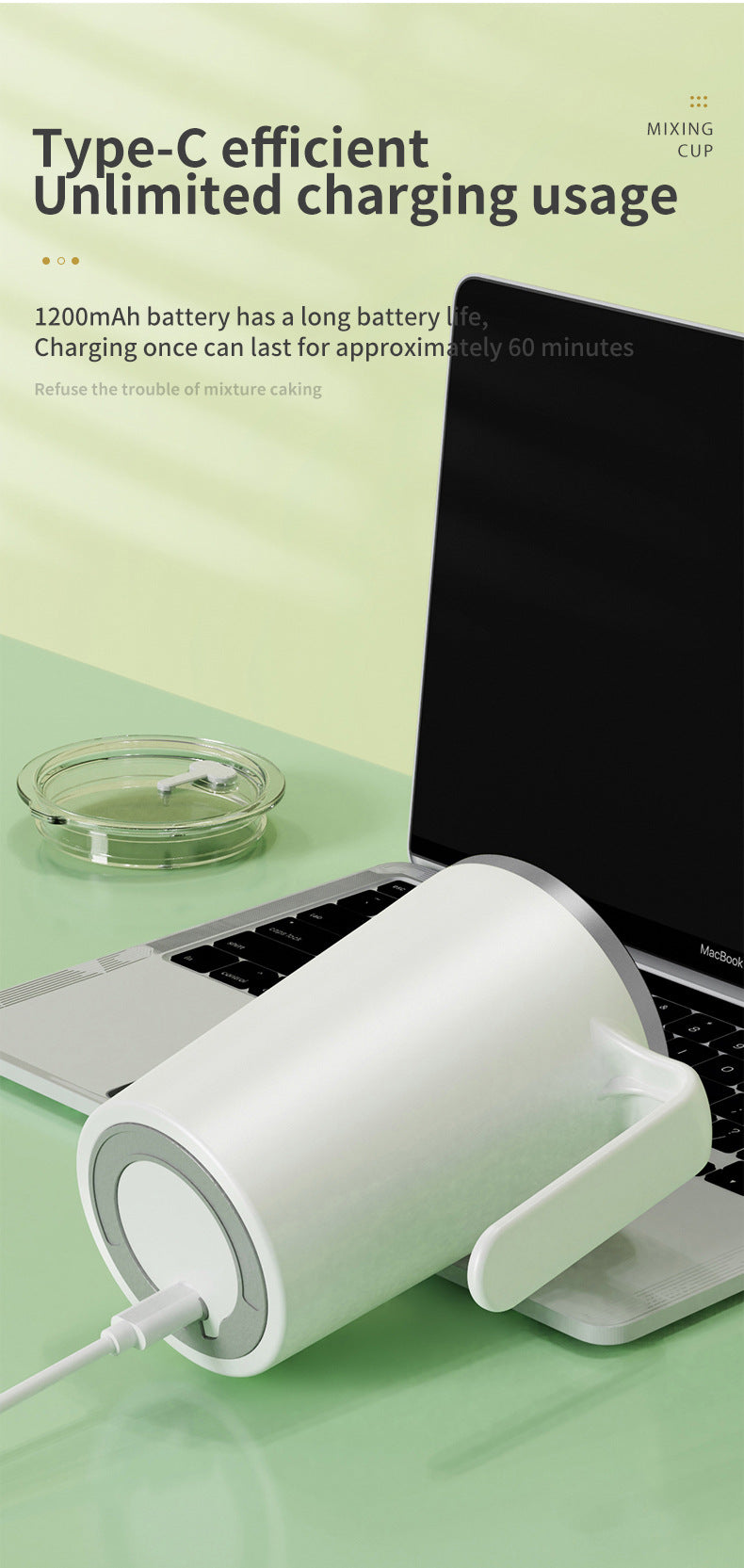 White Portable Automatic Mixing Coffee Cup - Stainless Steel Magnetic Stirrer(handle stlye)
