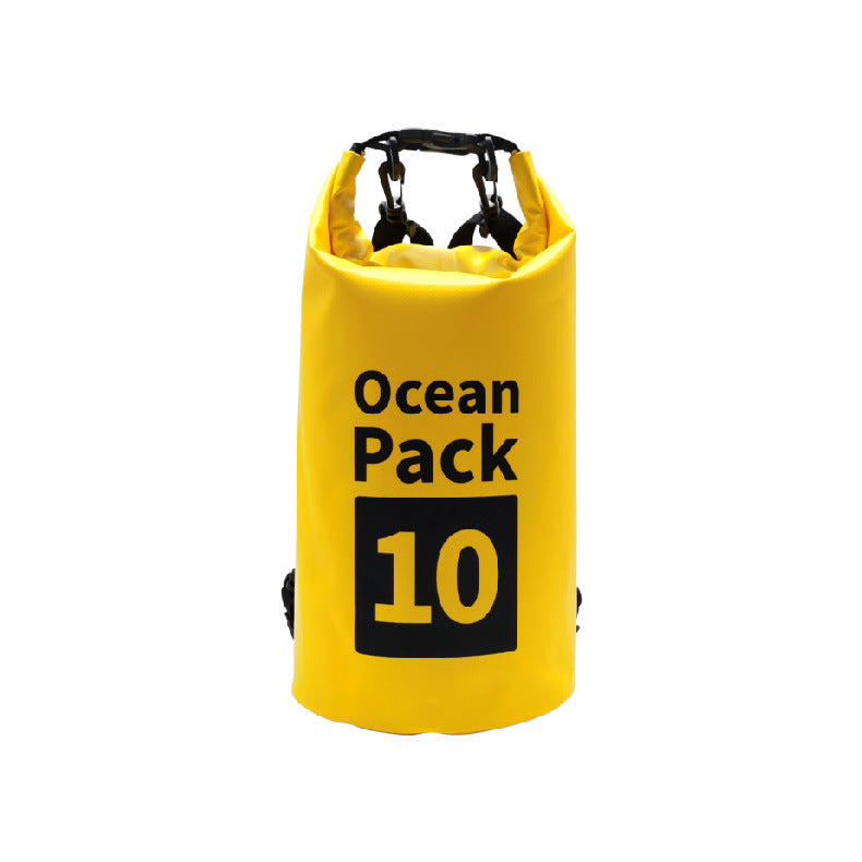 Yellow 10L Waterproof Dry Bag - PVC Mesh Rafting & Swimming Backpack