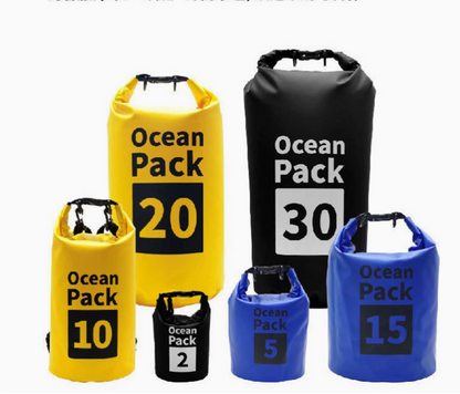 Black 10L Waterproof Dry Bag - PVC Mesh Rafting & Swimming Backpack