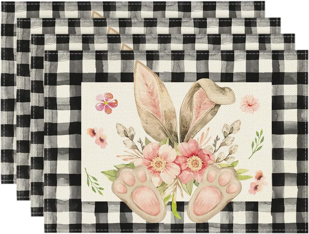 Easter Cotton-Linen Placemats - Set of 4 Anti-Stain Table Mats(Style 10)