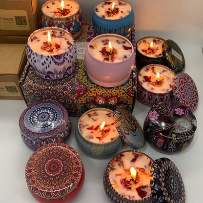 Small Scented Candle Set - 4 Soy Wax Candles, Travel Candle Set (Peony)