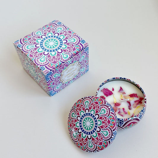 Small Scented Candle Set - 4 Soy Wax Candles, Travel Candle Set (Cherry Honey)