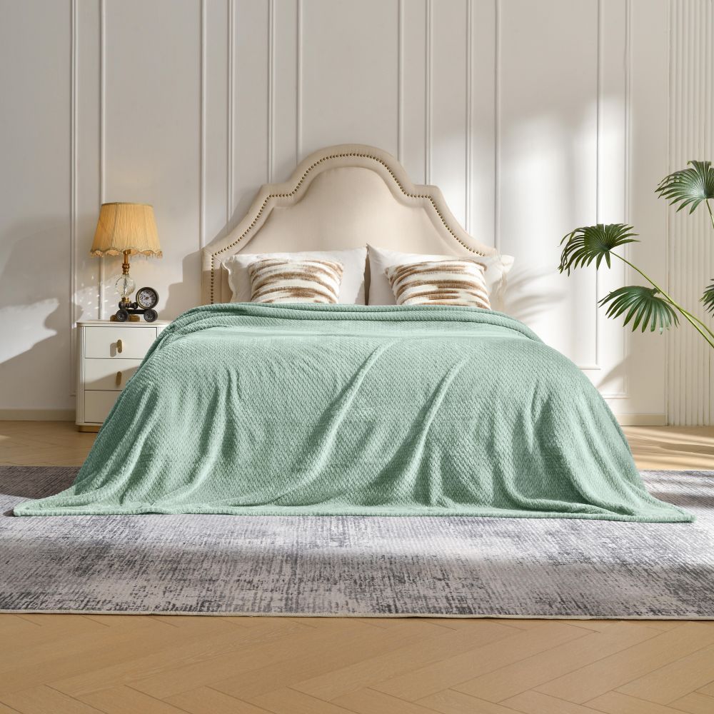 Dark Grey Soft Flannel Jacquard Throw Blanket - Cozy Sofa & Bed Cover, Air Conditioning Blanket, 50 x 60 Inches, Elegant Solid Color