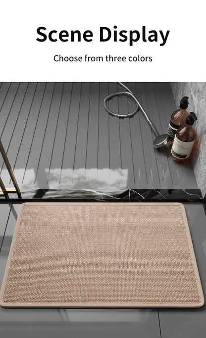 Grey Quick Dry Bathroom Rug - Non-Slip PVC Foam, Super Absorbent, 50x80cm