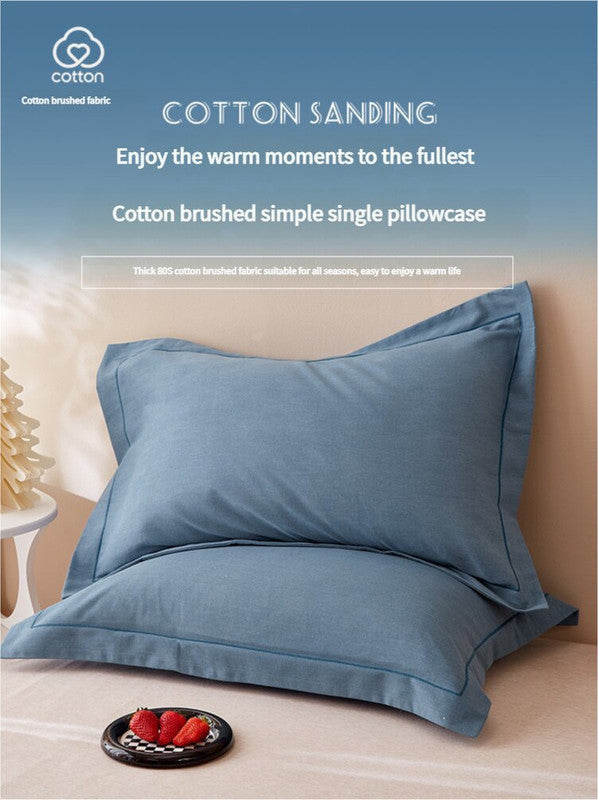 Dark Purple Pure Cotton Flannel Pillowcase Set - Soft, Thickened, Solid Color (Pair, 48x74cm)