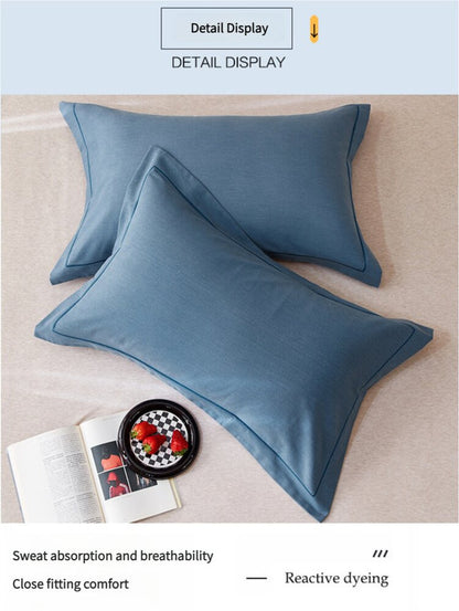 Light Pink Pure Cotton Flannel Pillowcase Set - Soft, Thickened, Solid Color (Pair, 48x74cm)