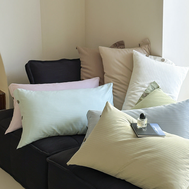 Purple Pinstripe Long Staple Cotton Sateen Pillowcase Set - Jacquard Striped, Pure Cotton, 48x74cm (Pair)