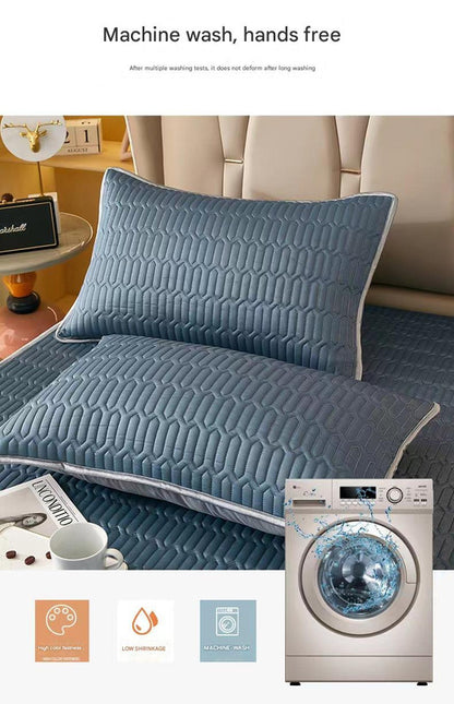 Light Blue Cooling latex texture Pillowcase Set - Latex Feeling, Solid Color, 48x74cm (Pair)