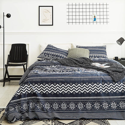 Black and White Cow Pattern 3-Piece Polyester Duvet Cover Set with 2 Pcs Pillowcases - Elegant Bedding, Machine Washable, 173x230cm Duvet + 51x76cm Pillowcases