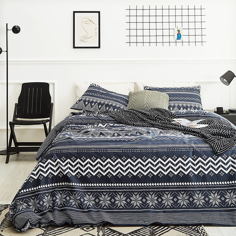 Face Line Graffiti Pattern 3-Piece Polyester Duvet Cover Set with 2 Pcs Pillowcases - Elegant Bedding, Machine Washable, 173x230cm Duvet + 51x76cm Pillowcases