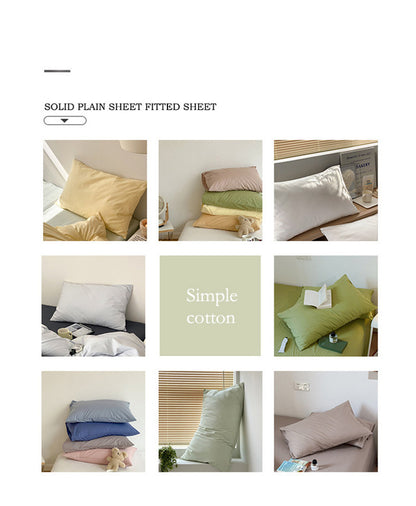 Blue 100% Cotton Pillowcase Set - Envelope Closure(without pillow core)