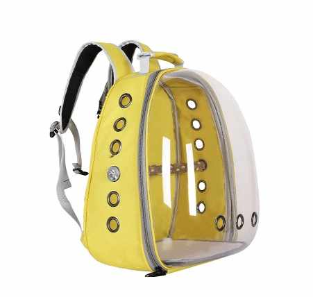 Purple Stylish Transparent PVC Pet Carrier Backpack - Large Capacity, Multi-Use for Birds & Cats(Including Wooden Stick)
