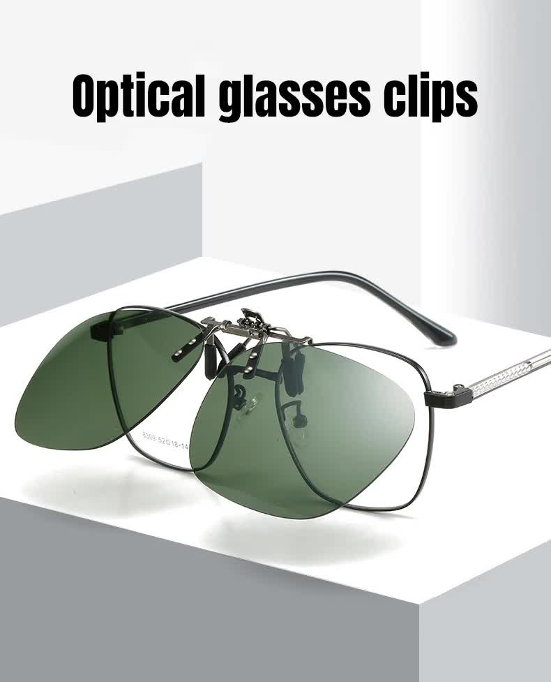 2 Pcs Brown Polarized Clip-On Sunglasses - Day & Night Use, Frameless Polygon Design for Fishing & Driving