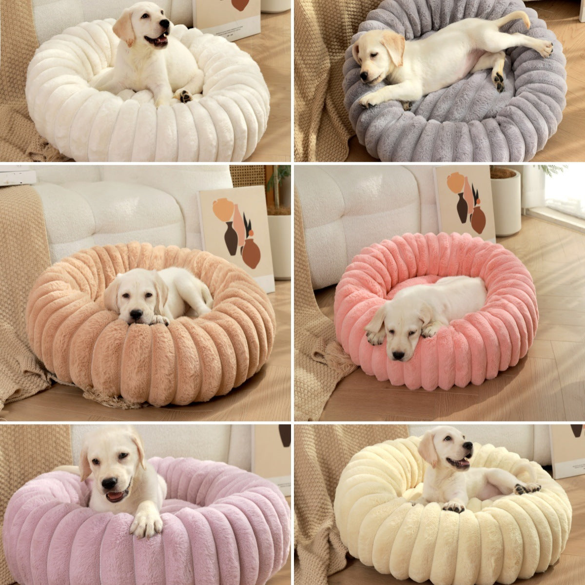 Grey Plush Pet Bed - 40cm Round Dog & Cat Mat, Cozy PP Cotton Filled, Comfortable Pet Supplies