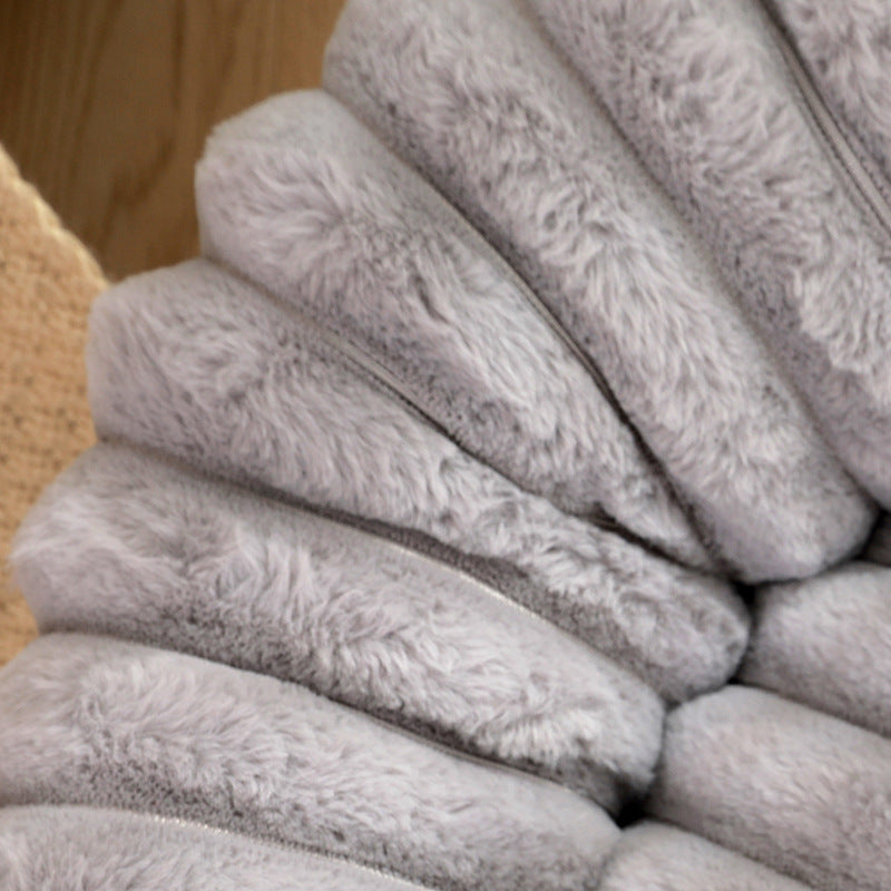 Beige Plush Pet Bed - 40cm Round Dog & Cat Mat, Cozy PP Cotton Filled, Comfortable Pet Supplies
