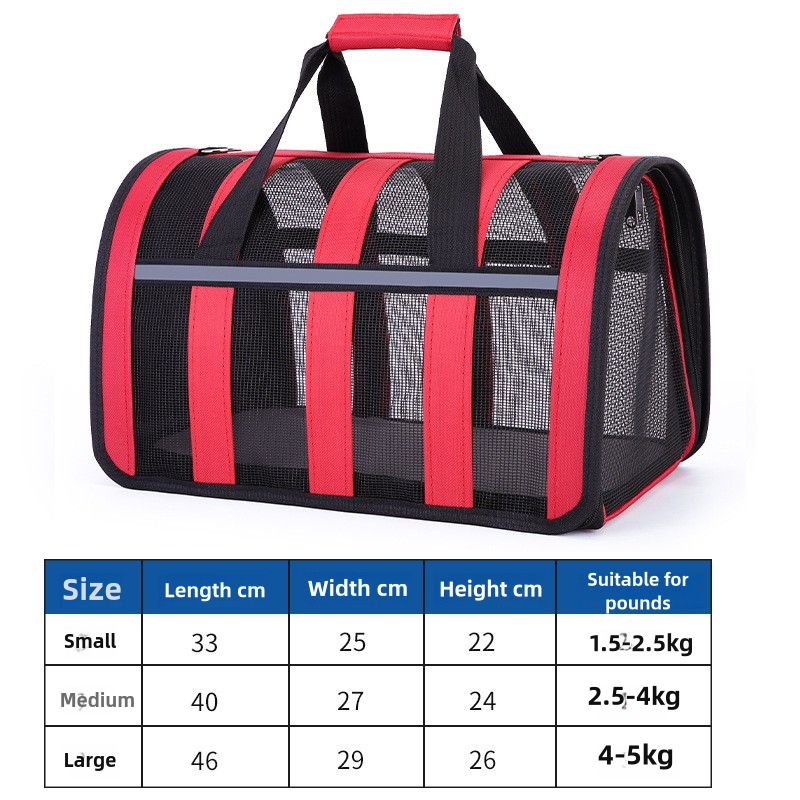 Size S Black Foldable Pet Carrier Bag - Lightweight, Breathable, and Spacious for All Seasons