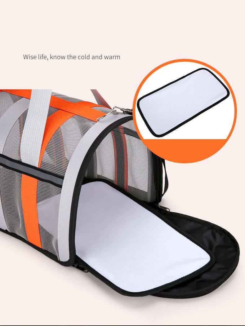 Size M Black Foldable Pet Carrier Bag - Lightweight, Breathable, and Spacious for All Seasons