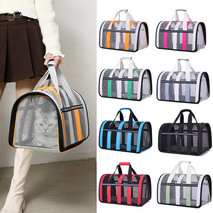 Size M Black And Blue Foldable Pet Carrier Bag - Lightweight, Breathable, and Spacious for All Seasons