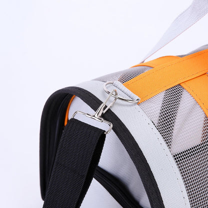 Size L Pink And White Foldable Pet Carrier Bag - Lightweight, Breathable, and Spacious for All Seasons