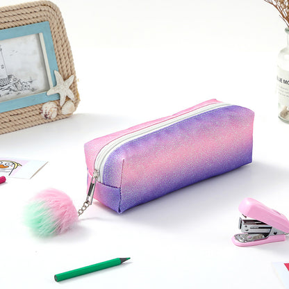 Rainbow Glitter Pencil Cases - Set of 4 Sparkly Stationery Pouches
