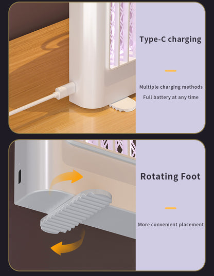 White (Chargeing version) USB Mosquito Killer Lamp - Electric Bug Zapper, Wall-Mounted/Standing, Silent