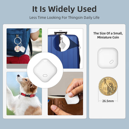 (Round White) Mini GPS Tracker - Apple Find My Enabled, Key Finder, Wallet Locator, Anti-Theft Tag