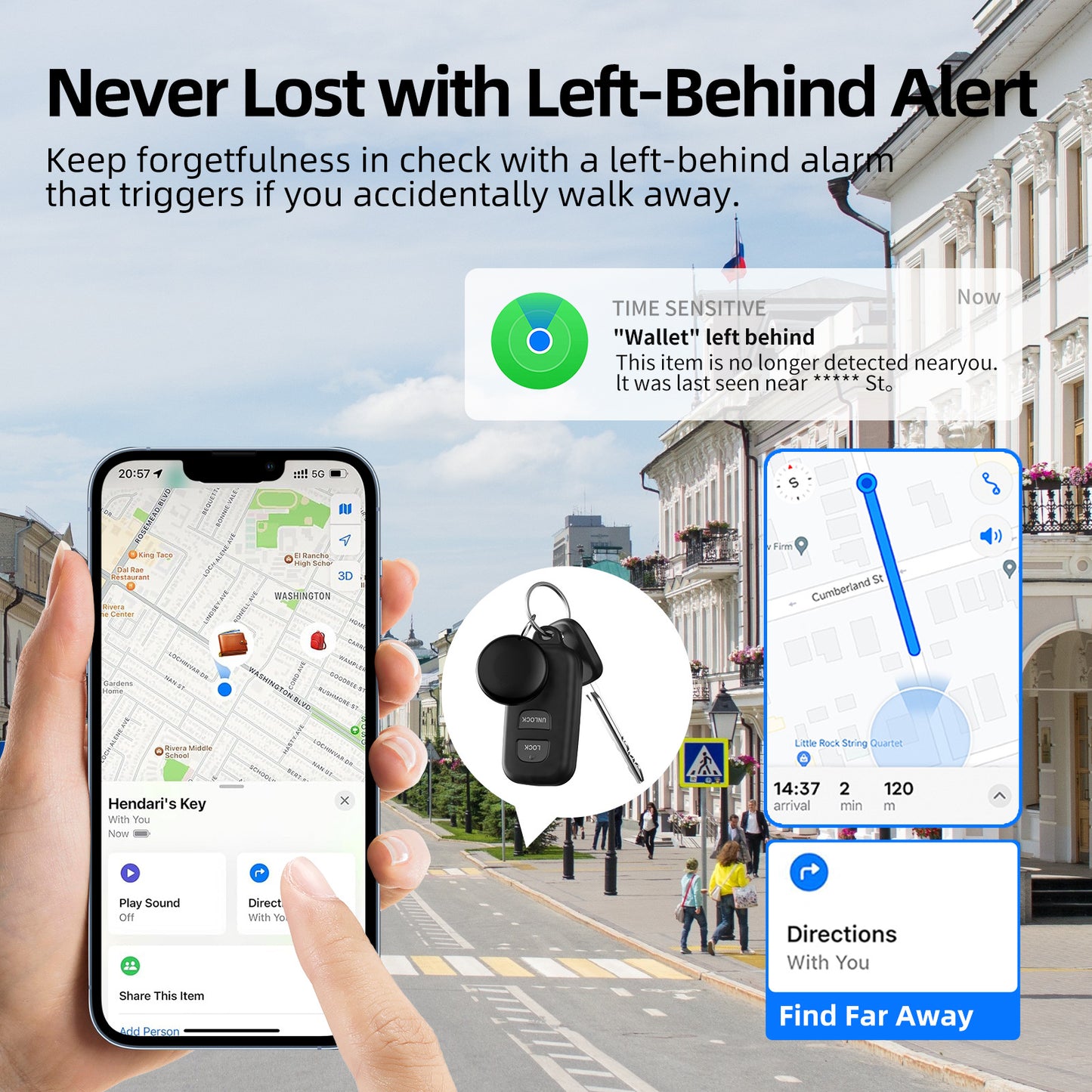 (Round White) Mini GPS Tracker - Apple Find My Enabled, Key Finder, Wallet Locator, Anti-Theft Tag