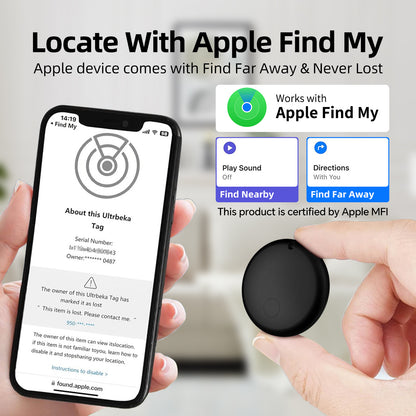 (Square White) Mini GPS Tracker - Apple Find My Enabled, Key Finder, Wallet Locator, Anti-Theft Tag