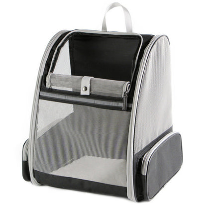 Black Foldable Pet Carrier Backpack - Breathable Mesh Travel Bag for Cats & Small Dogs