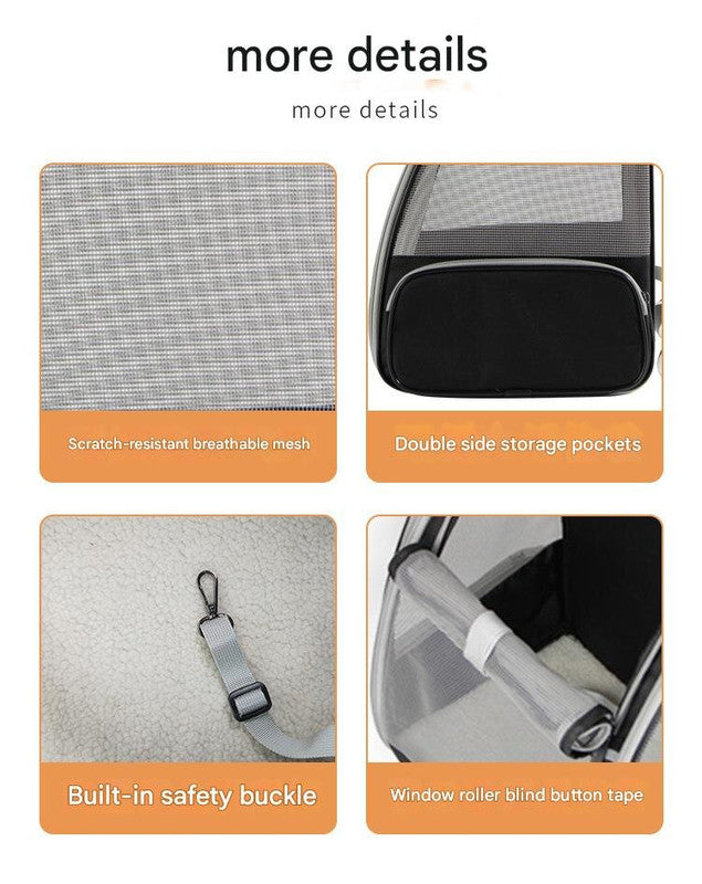 Beige Foldable Pet Carrier Backpack - Breathable Mesh Travel Bag for Cats & Small Dogs