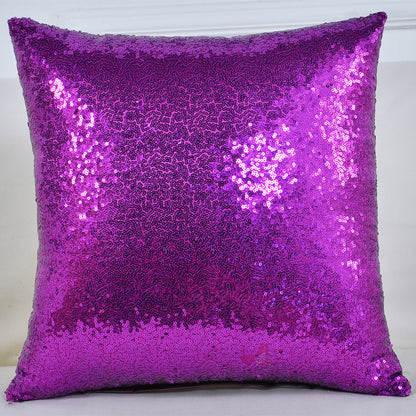 Shiny Sequin Pillowcase - Single-sided gorgeous pillowcase  (Purple pair: 40x40cm)