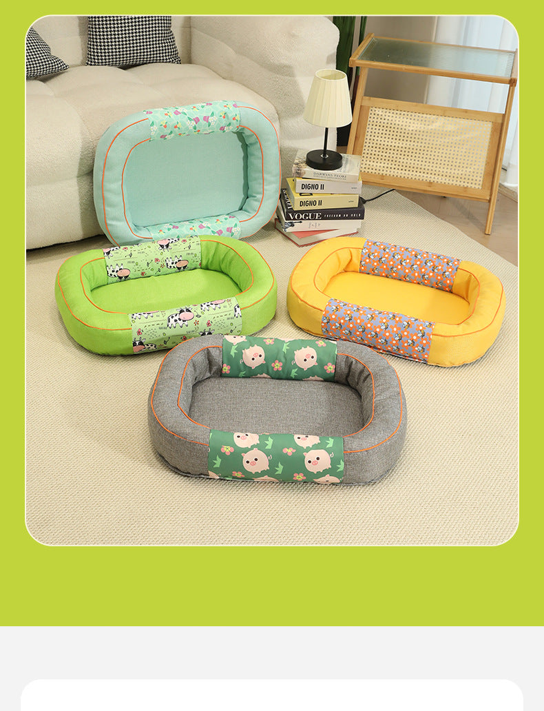 Size M Grey Cozy Pet Bed for Small Dogs and Cats - Durable & Chew-Resistant Nest for All Seasons