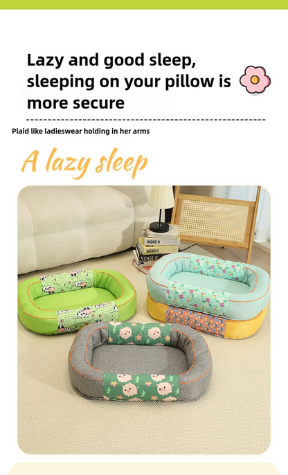 Size M Yellow Cozy Pet Bed for Small Dogs and Cats - Durable & Chew-Resistant Nest for All Seasons