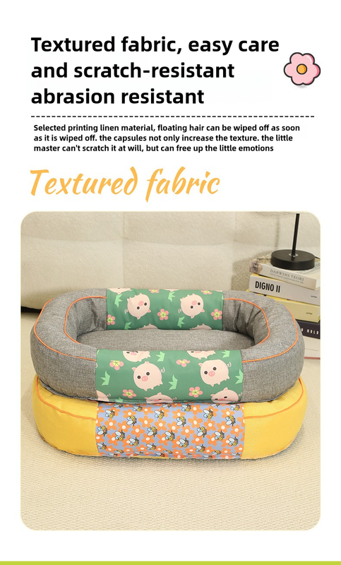 Size M Green Cozy Pet Bed for Small Dogs and Cats - Durable & Chew-Resistant Nest for All Seasons