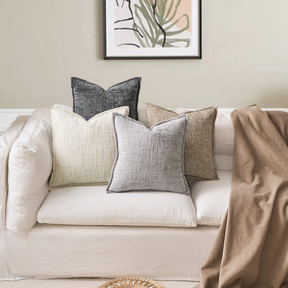 Grey Chenille Crosshatch Textured Pillow Covers Set of 2 - Modern Minimalist Sofa Bed Cushion Covers 45x45cm & 30x50cm(without pillow core)
