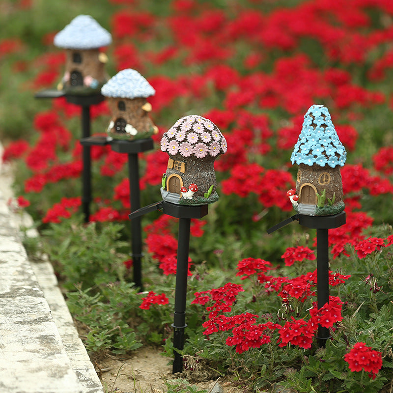Style 6 Brown And Blue Solar Resin Garden Stake Light - Outdoor Landscape Light for Yard and Patio Decor