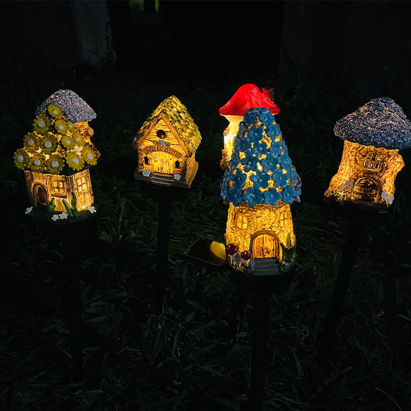 Style 6 Brown And Blue Solar Resin Garden Stake Light - Outdoor Landscape Light for Yard and Patio Decor