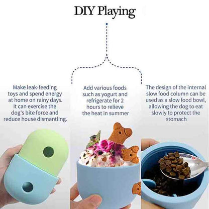 2 Pcs White And Blue Interactive Pet Treat Dispensing Ball - Food-Grade Silicone Rolling Toy for Dogs with 1.5 cm Leakage Hole