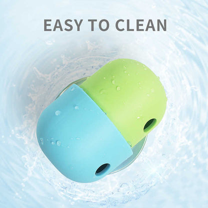 2 Pcs White And Green Interactive Pet Treat Dispensing Ball - Food-Grade Silicone Rolling Toy for Dogs with 1.5 cm Leakage Hole