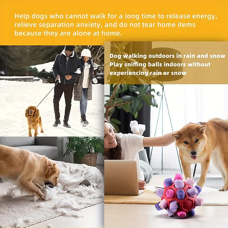 Green Ball And Colorful Strips Of Fabric Interactive Pet Snuffle Ball - Treat-Dispensing Toy for Dogs and Cats, 20 cm TPR and Felt Fabric for Mental Stimulation